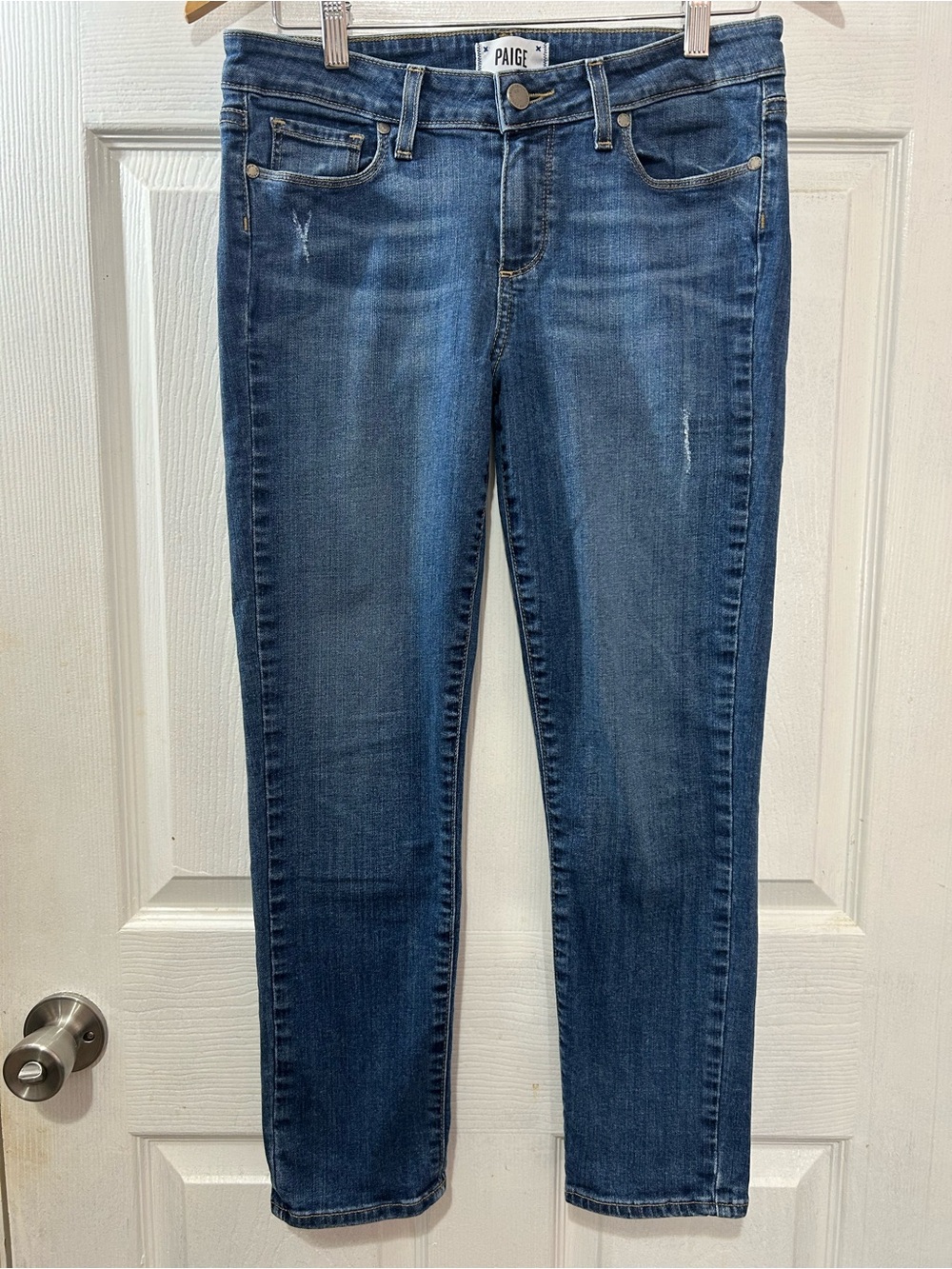 PAIGE Kylie Crop Skinny Jeans Women’s 29 Medium Wash Distressed Denim